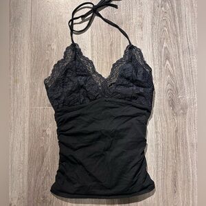 Black Lace Y2K Halter Top Size XS-S